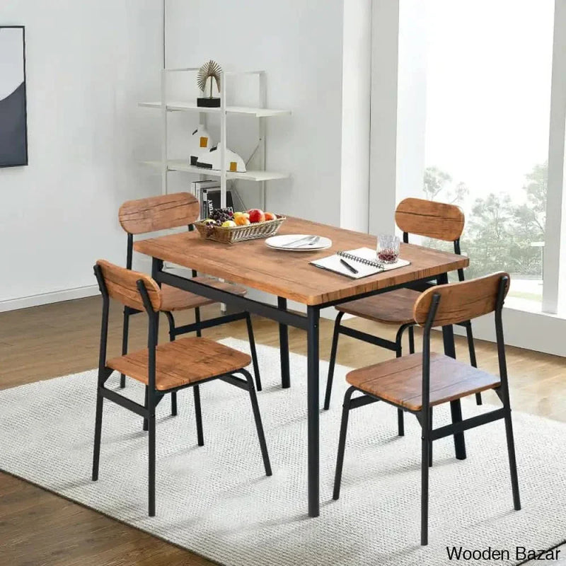 Winston Stylish Wooden 4 Seater Dining Table Set - Craft Decor