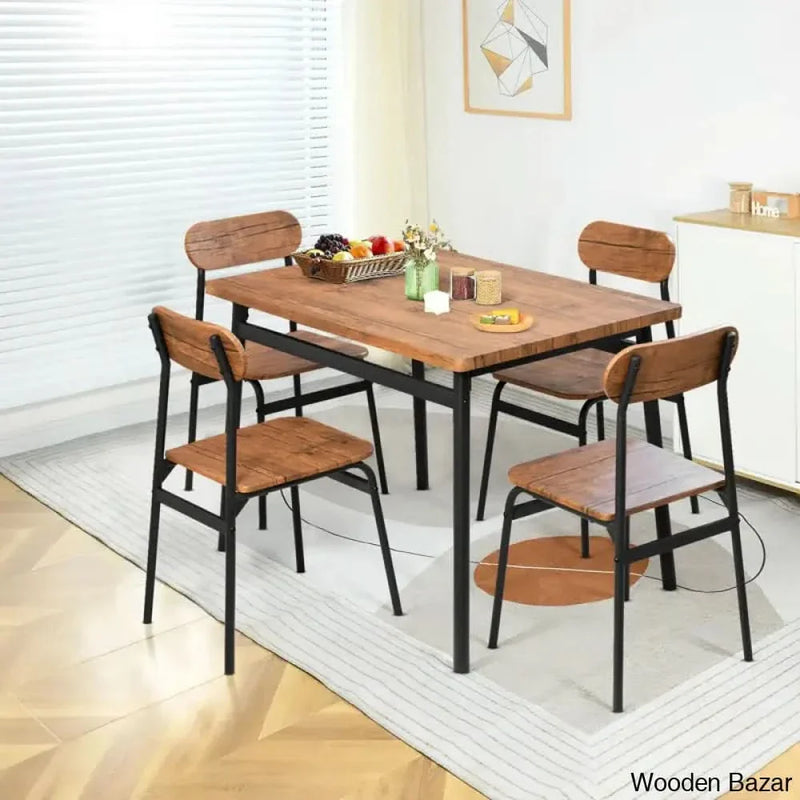 Winston Stylish Wooden 4 Seater Dining Table Set - Craft Decor