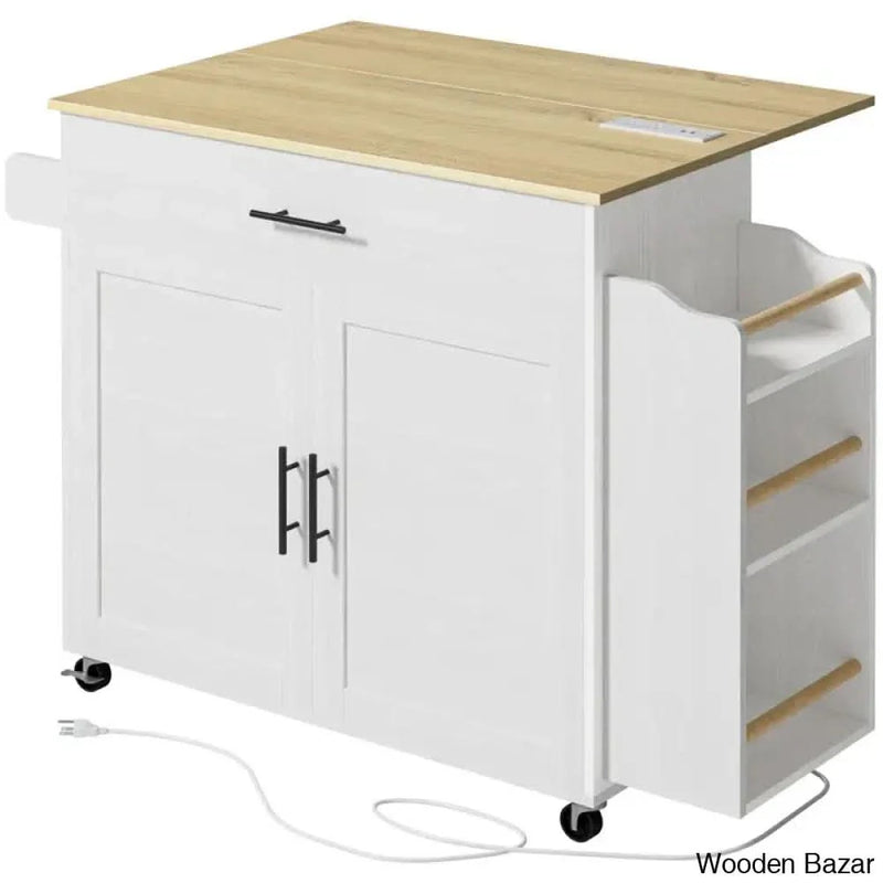 Wood Kitchen Island Kitchen trolley cart cabinet with storage
