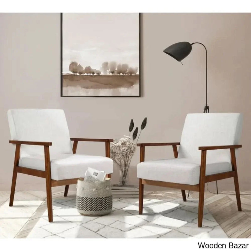  This Set of 2 Chairs  is made of original teak wood, with a retro look that creates mid-century style, combined with advanced comfortable cushions to provide all-around back support.