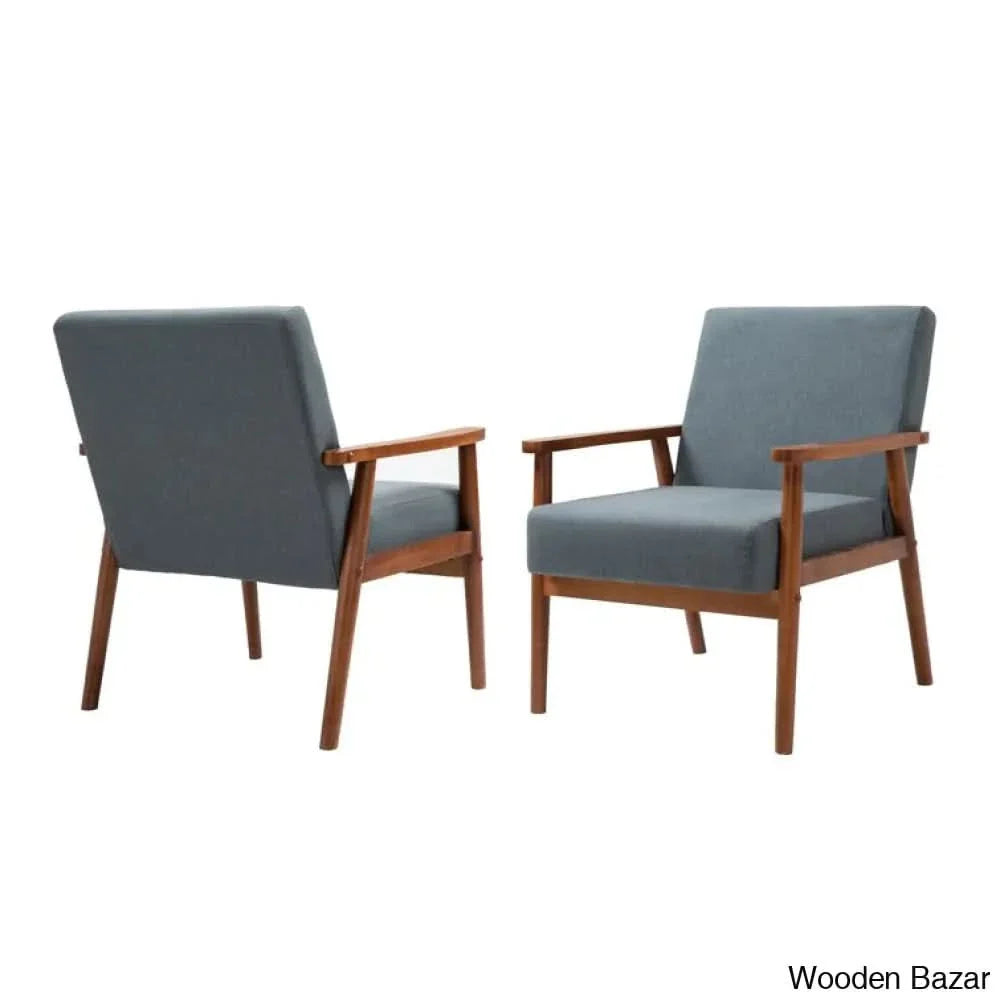  This Set of 2 Chairs  is made of original teak wood, with a retro look that creates mid-century style, combined with advanced comfortable cushions to provide all-around back support.