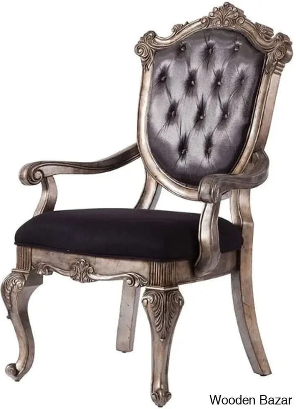 Wooden Arm Chair with Tufted Button ( Set of 2 )