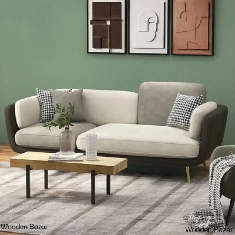 Wooden Bazar  72.5" Gray Upholstered Sofa 3-Seaters Modern Gold Couch for Living Room in Small