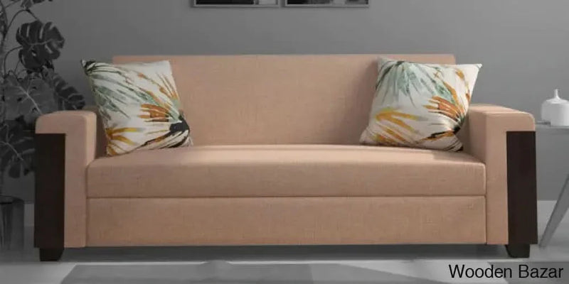 Wooden Bazar Adelle 3 Seater Sofa In Beige Colour