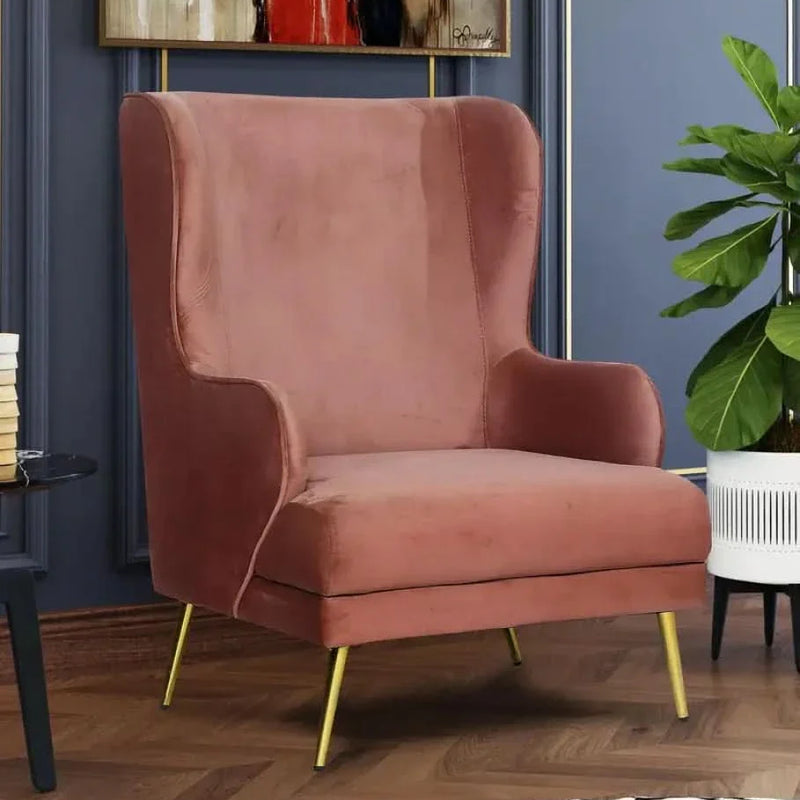 Craft Decor Barrio Wing Chair in Velvet Blush Pink Colour