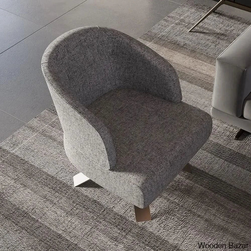 Craft Decor Cotton & Linen Upholstered Accent Chair with Stainless Steel Base