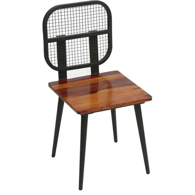 Craft Decor Egon Solid Wood Iconic Chair With Metal Back In Black Finish