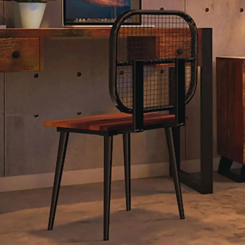 Craft Decor Egon Solid Wood Iconic Chair With Metal Back In Black Finish