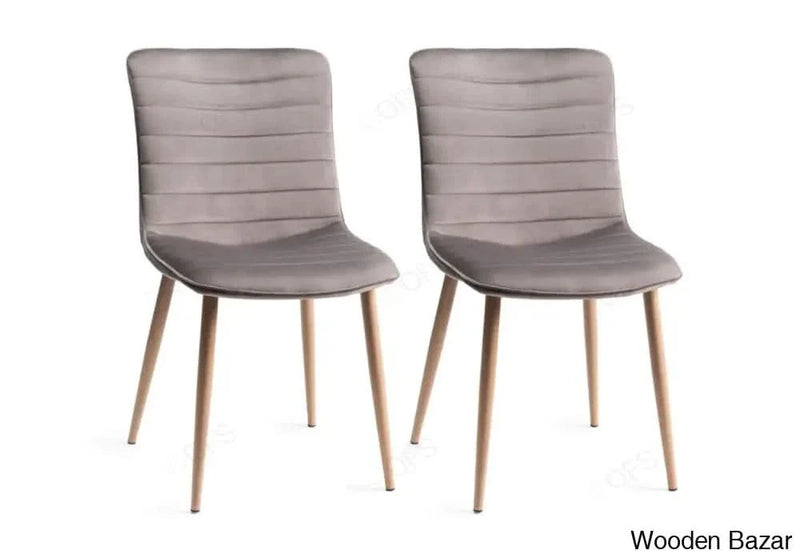Craft Decor Grey Velvet Fabric Dining Chair in Pair with Grey Rustic Oak Effect Legs