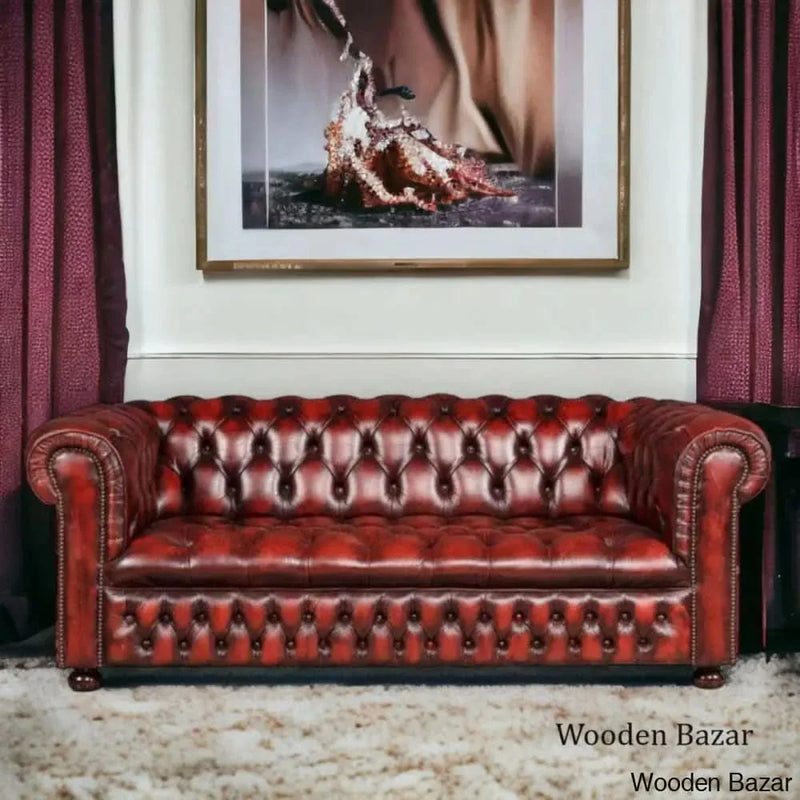 Wooden Bazar Handmade 3 seater Leather Sofa