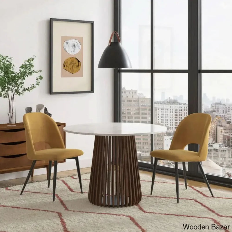 Craft Decor Kendall Solid Wood & Marble 4 seater Dining set
