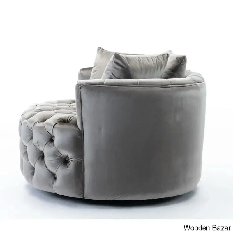 Craft Decor Laterese 50'' Wide Tufted Swivel Barrel Chair