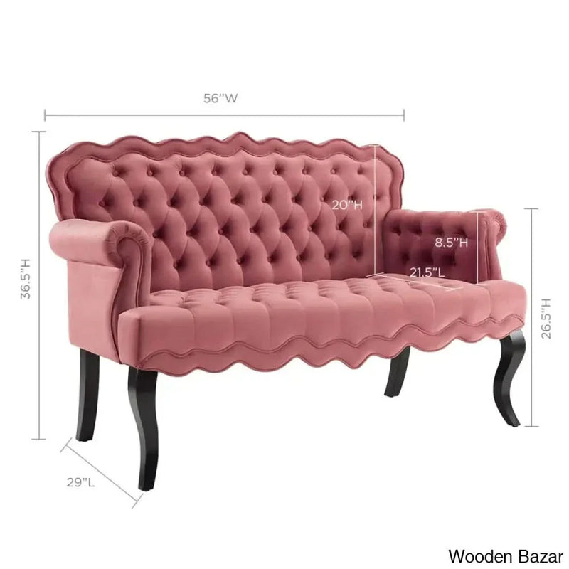 Craft Decor Mcarthur 56'' Velvet Rolled Arm Settee