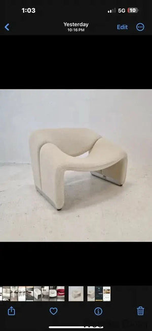 Craft Decor Modern White Boucle Accent Chair Lounge & Creme