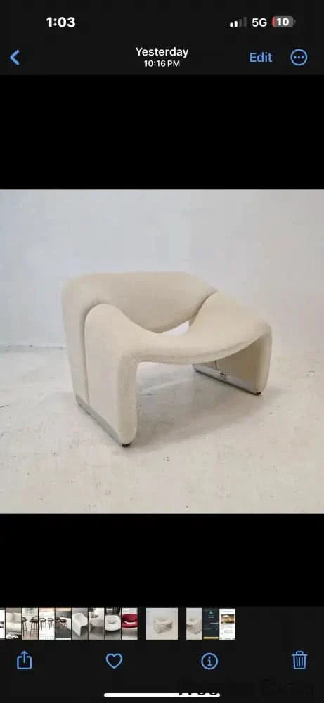 Craft Decor Modern White Boucle Accent Chair Lounge & Creme
