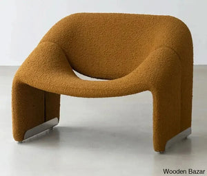 Craft Decor Modern White Boucle Accent Chair Lounge & Mustard