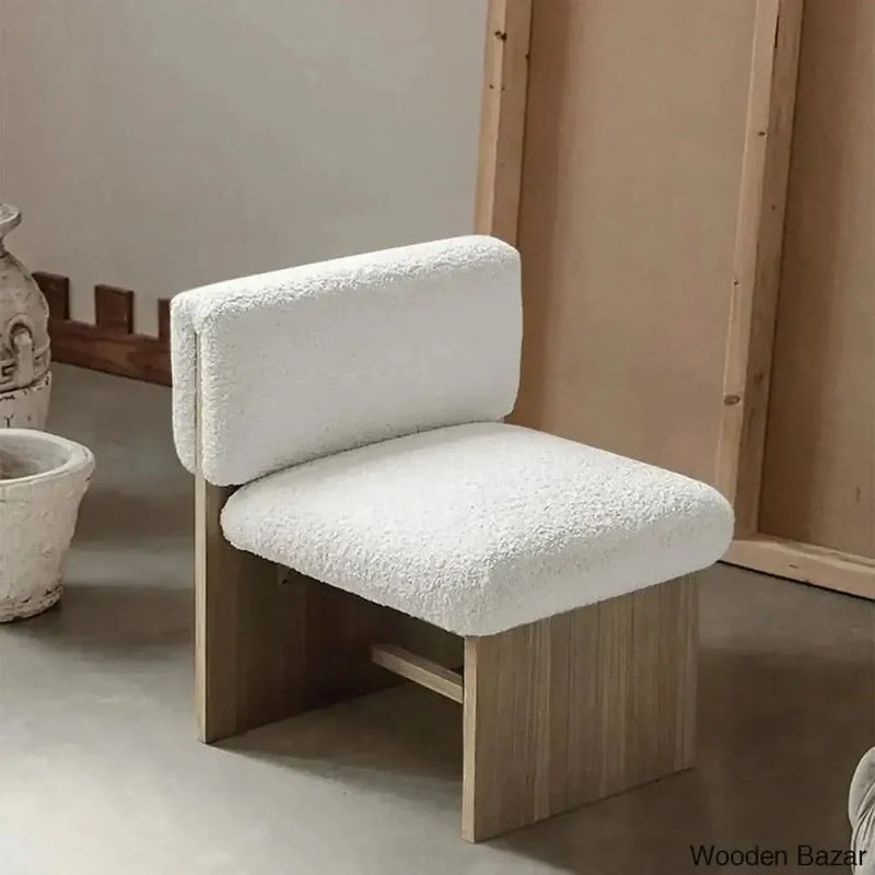 Craft Decor Modern Wood Accent Chair Boucle Upholstery for Living Room
