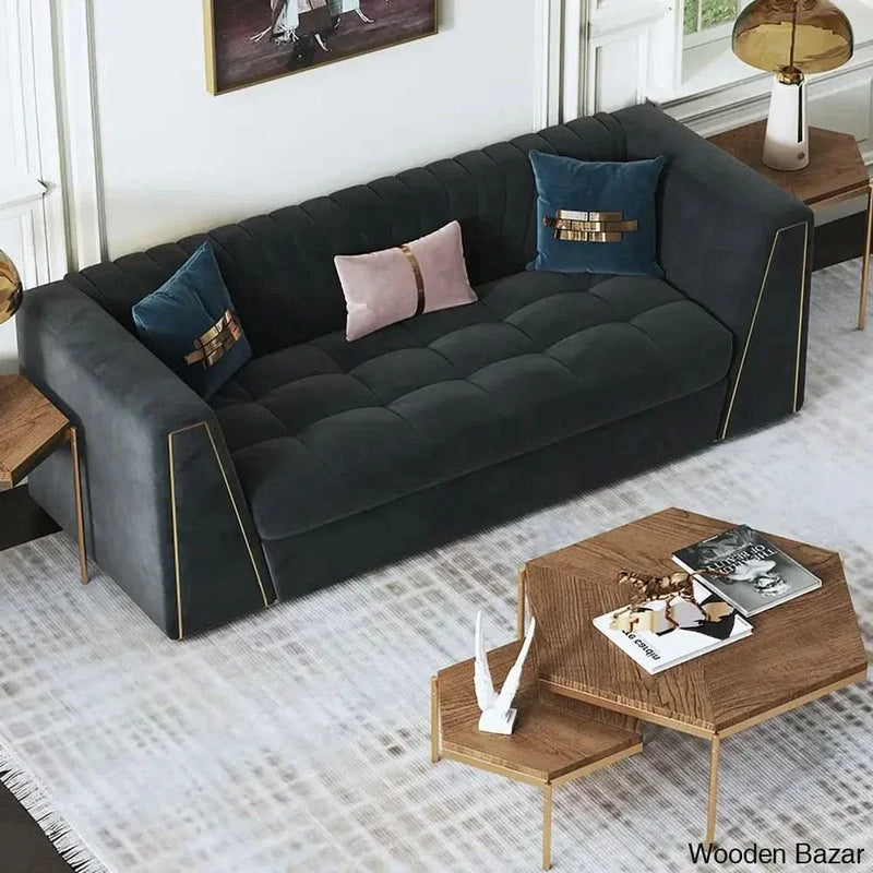 Wooden Bazar Modular Velvet Sofa Deep Gray Tufted Upholstery Modern Couch Floor Sofa in Large