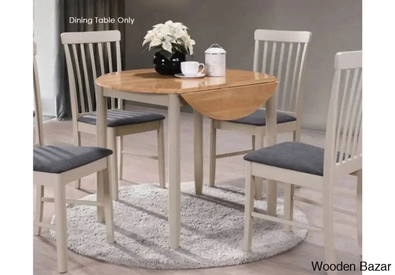 Craft Decor Oak and Stone Grey Round Drop Leaf Dining Table