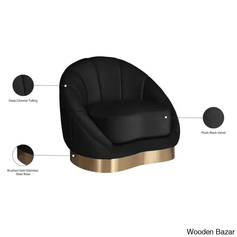 Craft Decor Saldana 34.25'' Wide Tufted Velvet Barrel Chair