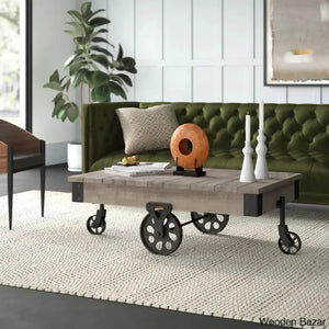 Zonac Solid Wood Top Coffee And Center Table Gray